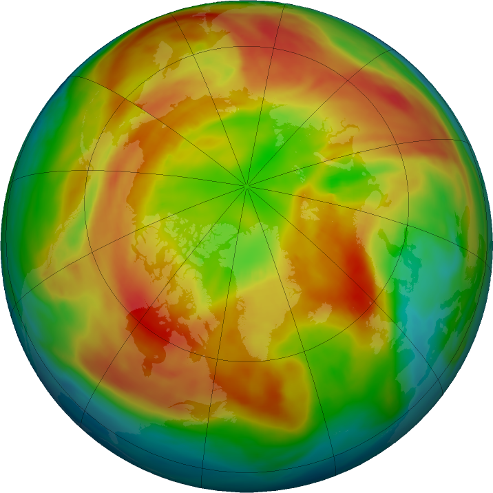 Arctic ozone map for 25 February 2021